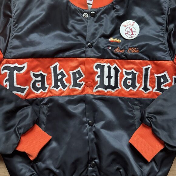 RARE Vintage 90s Speedline Lake Wales Bomber Jacket Size M Gothic Font Spellout - Picture 4 of 9